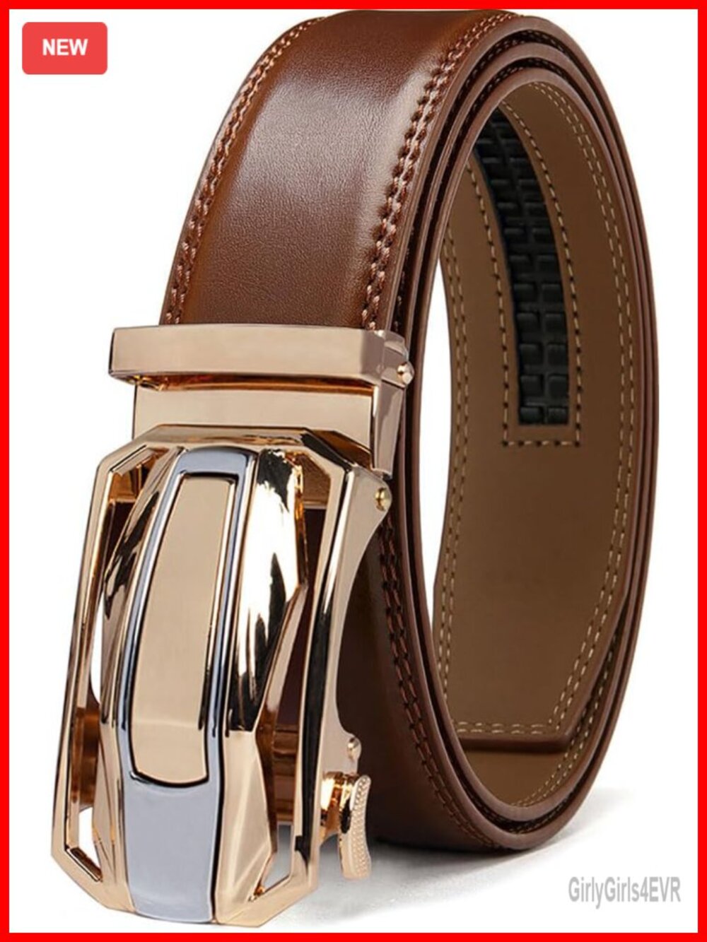 Men's Ratchet Belt Genuine Leather Adjustable Dress Casual